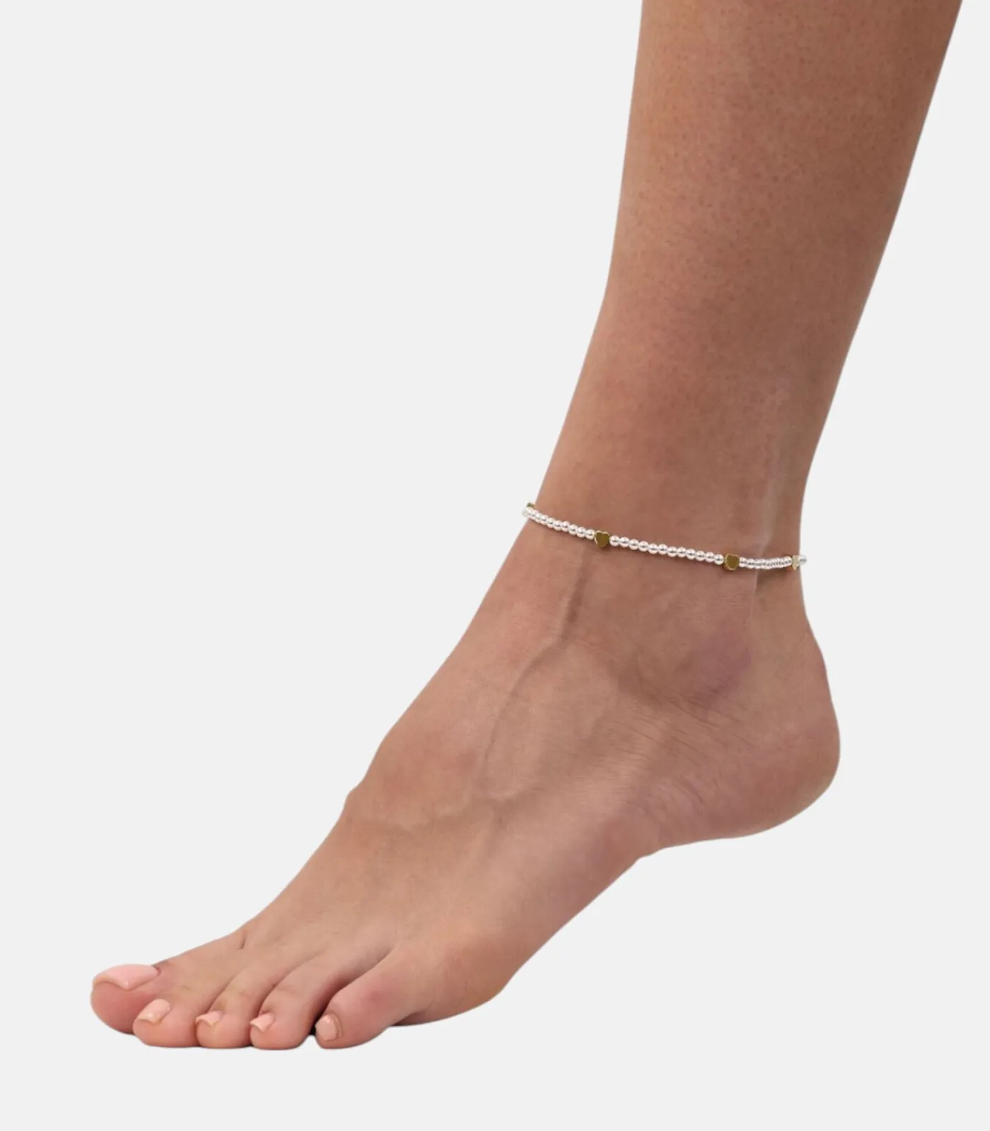 Clearance Enkelband voor dames, roestvrij staal, glaskraal | hartje DAMES Armbanden