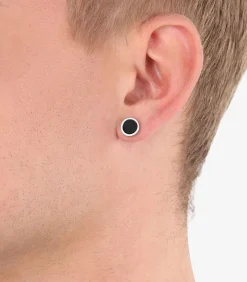 Heren s.Oliver Enkele oorbellen voor mannen, roestvrij staal, agaat