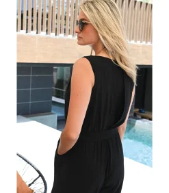 Outlet ERIKA - CHIQUE ZWARTE SOEPELE JUMPSUIT DAMES Jumpsuits