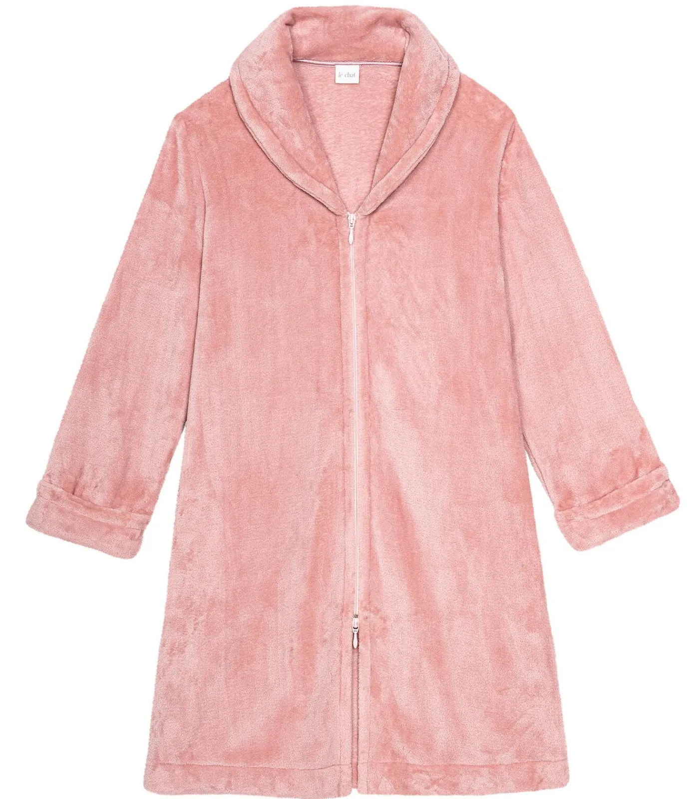 DAMES LE CHAT ESSENTIEL H56B molton pluche kamerjas met rits