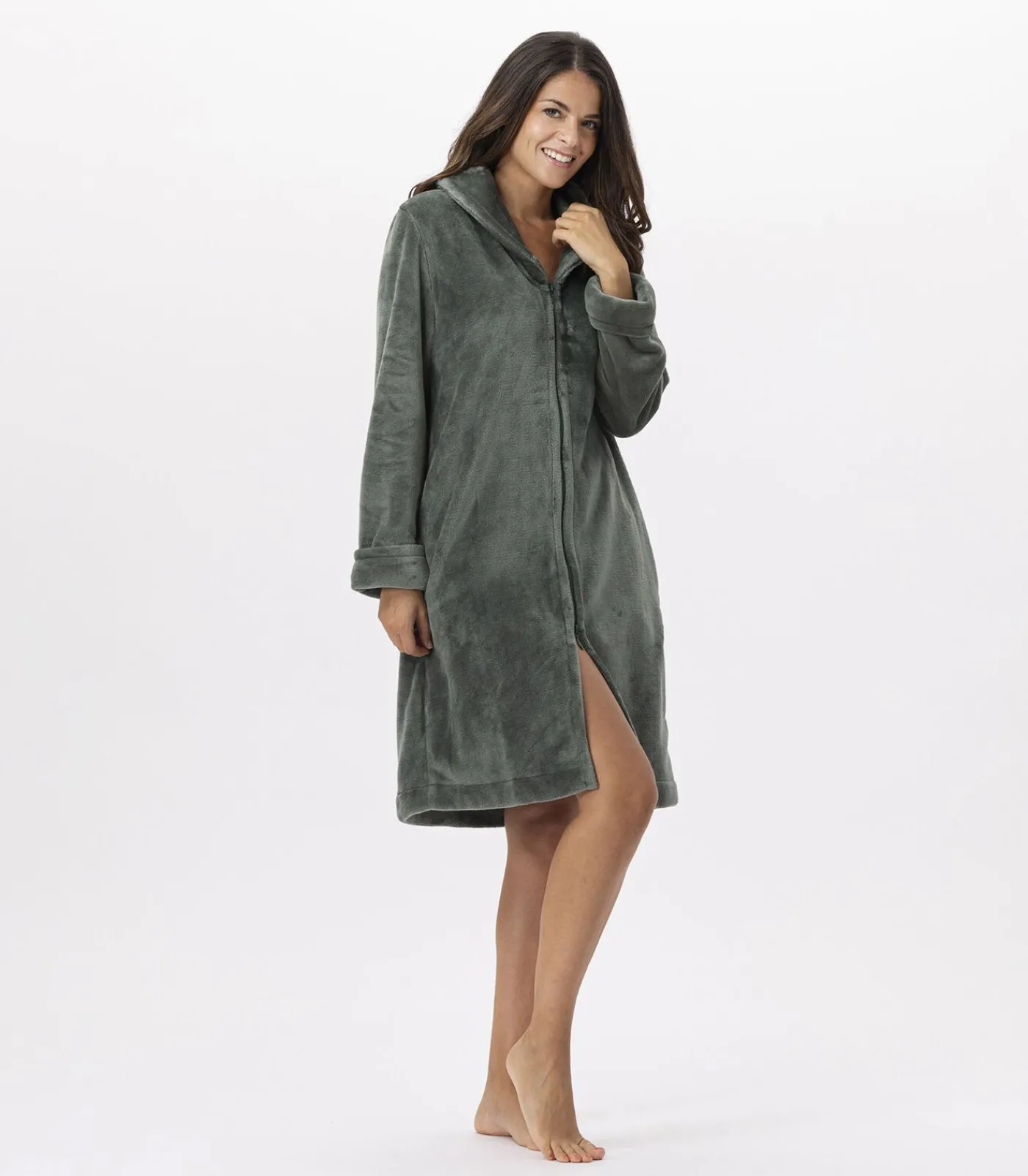 New ESSENTIEL H56B molton pluche kamerjas met rits DAMES Badjassen