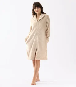 Clearance ESSENTIEL H56B molton pluche kamerjas met rits DAMES Badjassen