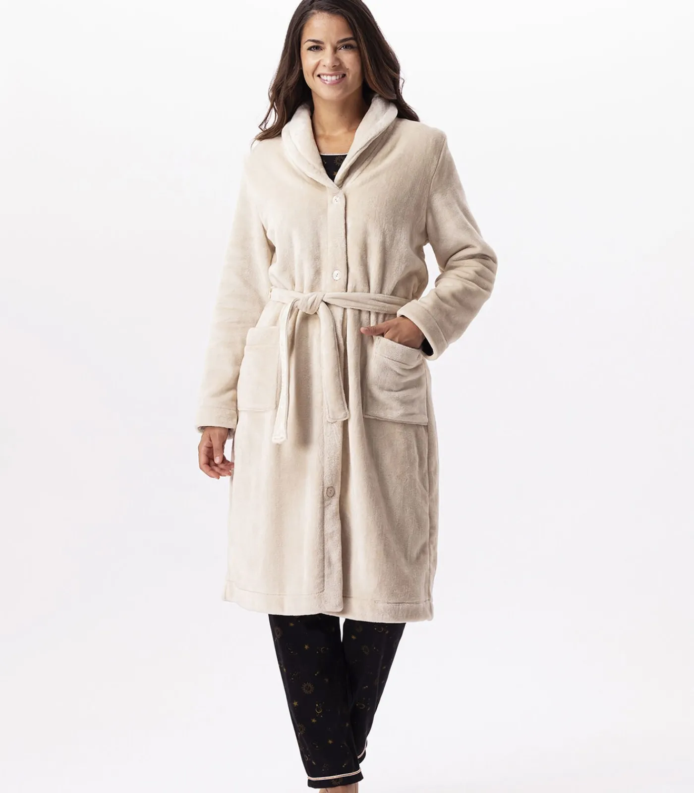 ESSENTIEL H51B pluche flanellen kamerjas DAMES Badjassen