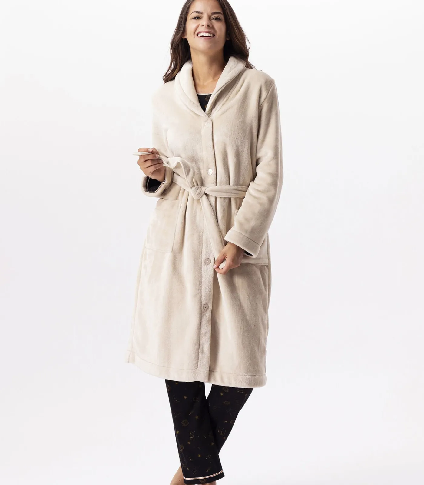 ESSENTIEL H51B pluche flanellen kamerjas DAMES Badjassen