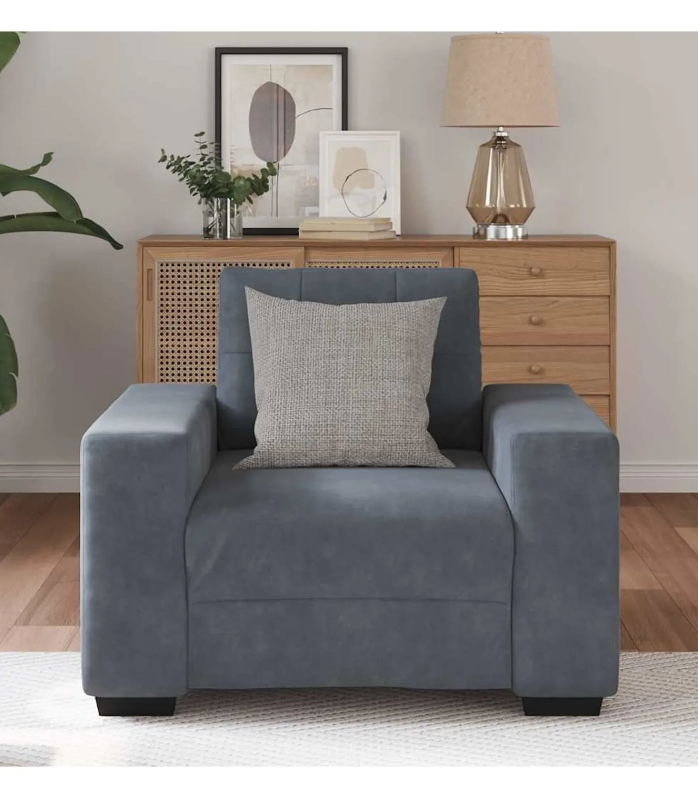 vidaXL Fauteuil 60 cm fluweel donkergrijs