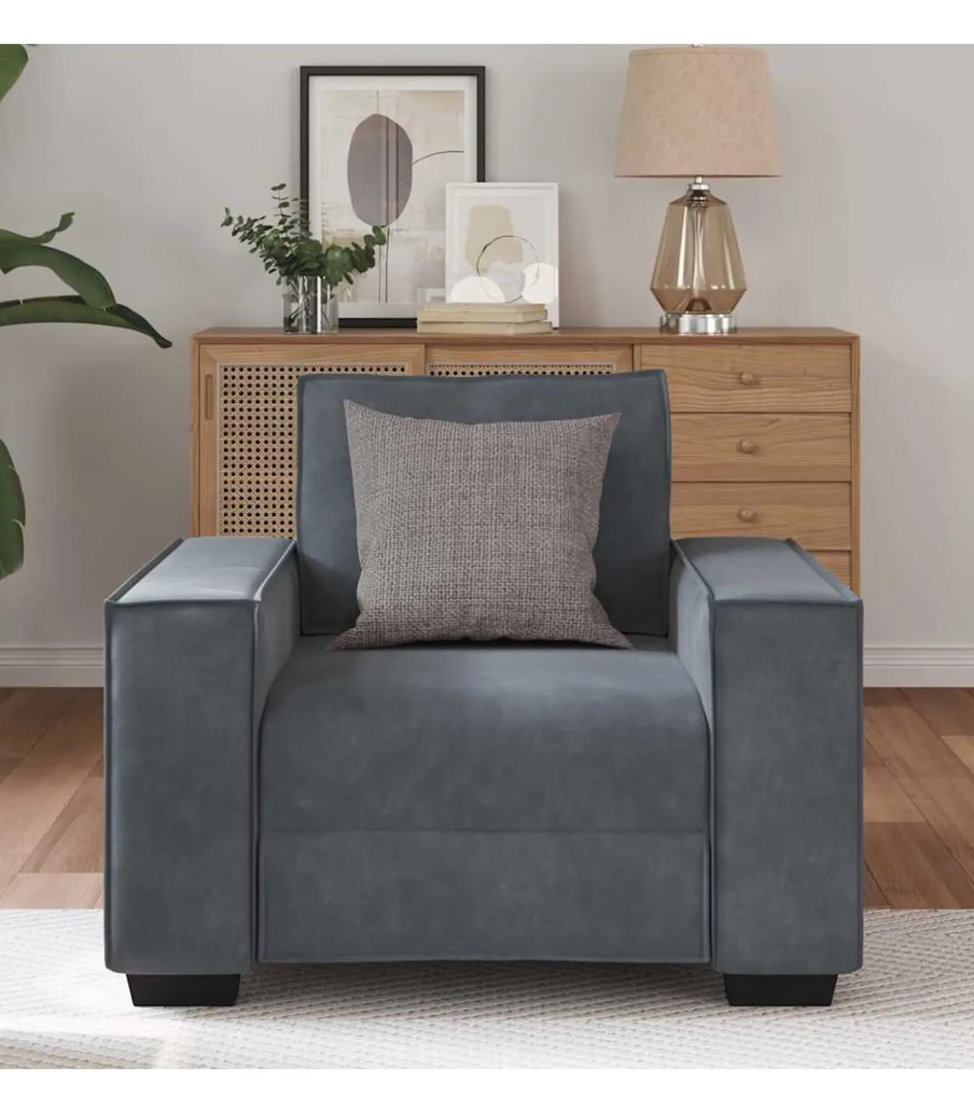 vidaXL Fauteuil 60 cm fluweel donkergrijs