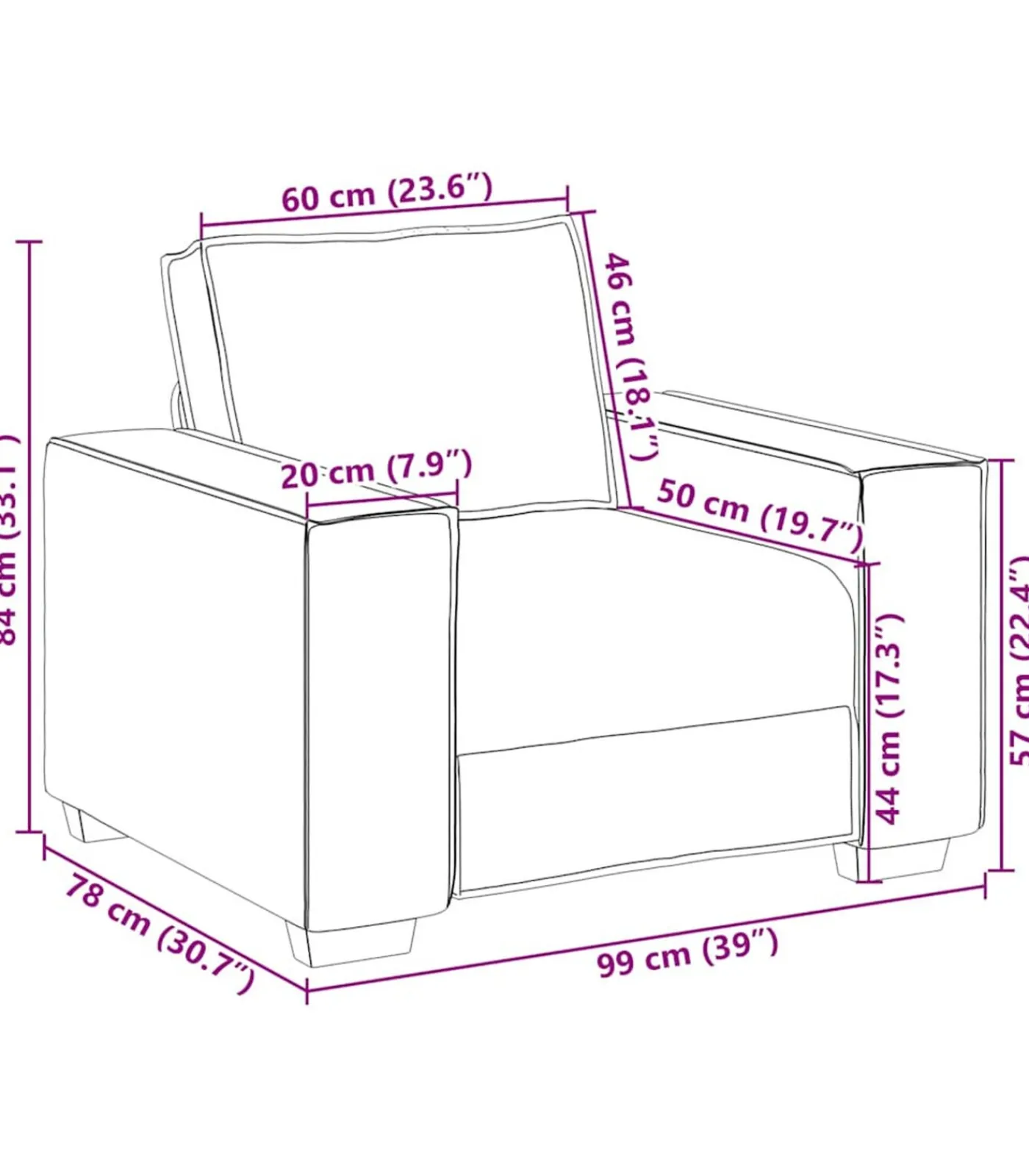 vidaXL Fauteuil 60 cm fluweel donkergrijs