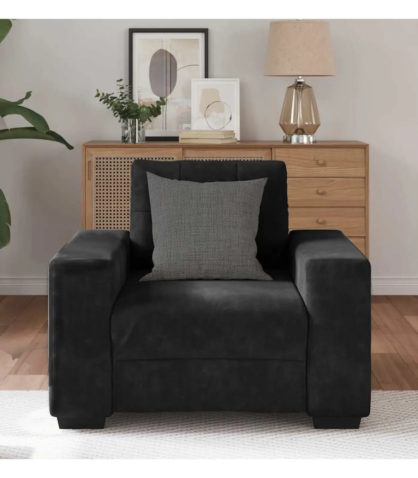 vidaXL Fauteuil 60 cm fluweel zwart