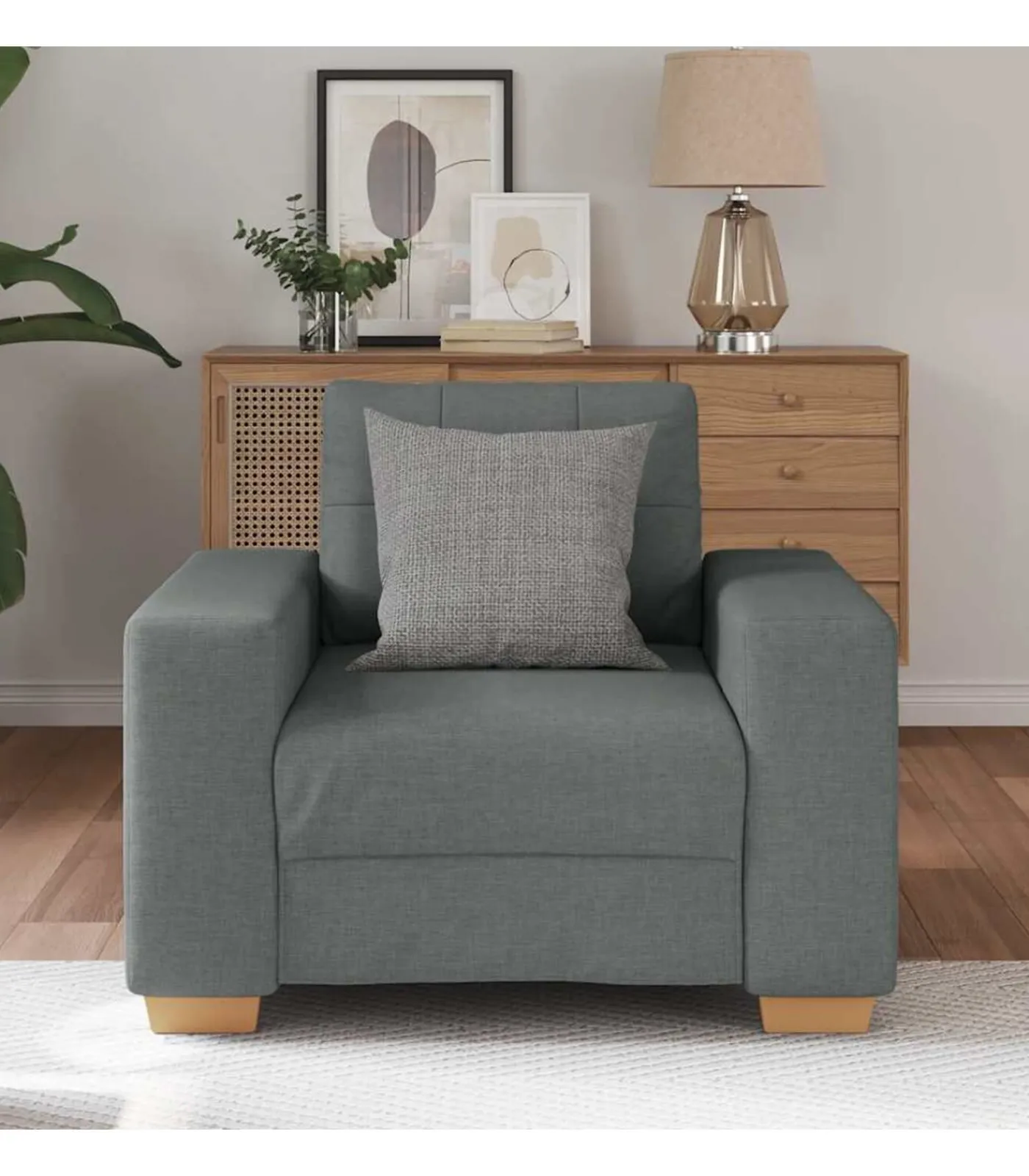 vidaXL Fauteuil 60 cm stof donkergrijs