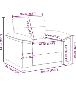 vidaXL Fauteuil 60 cm stof donkergrijs