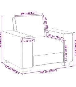 vidaXL Fauteuil 60 cm stof lichtgrijs