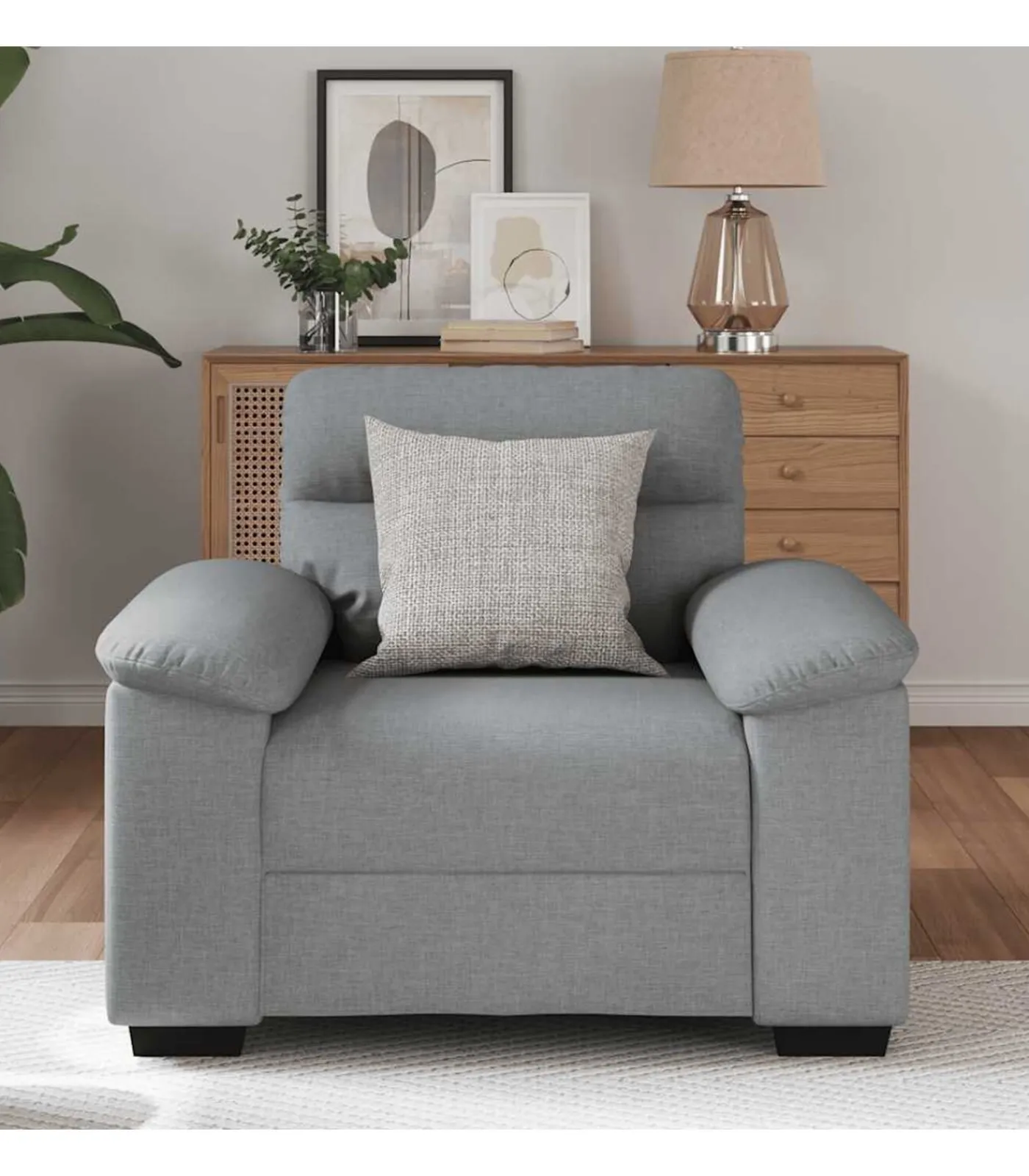 vidaXL Fauteuil 60 cm stof lichtgrijs