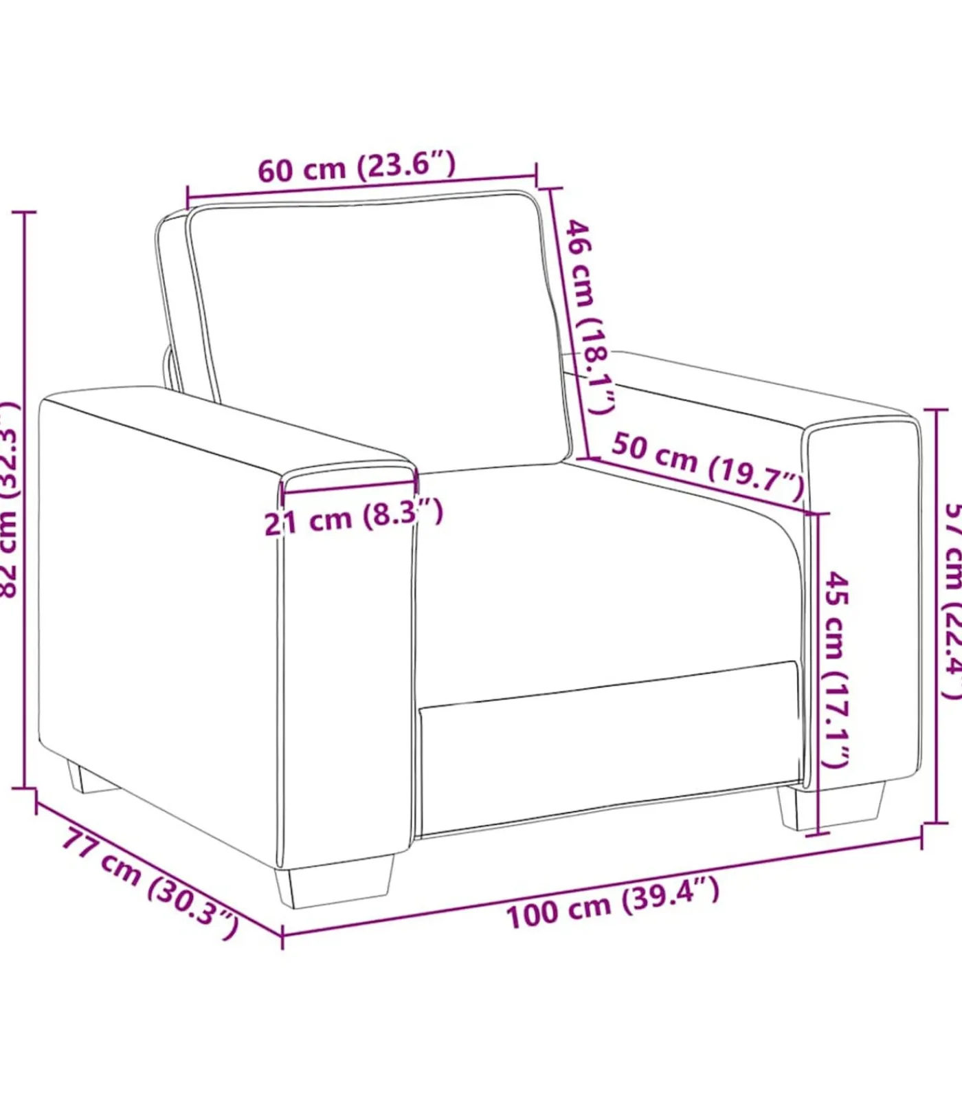Best Fauteuil 60 cm stof zwart Zetels