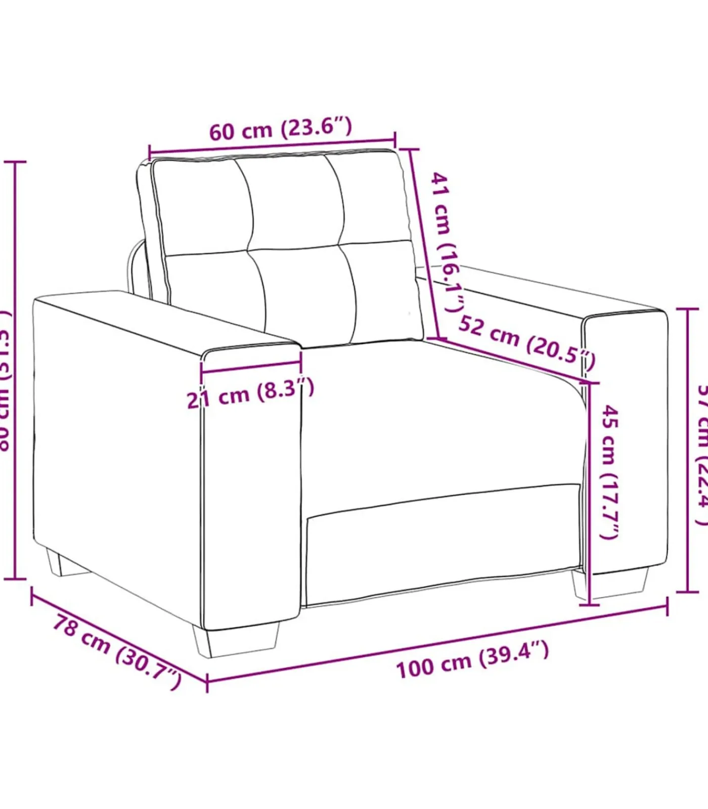 vidaXL Fauteuil 60 cm stof zwart