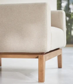 Best Fauteuil Bjorn in massief eiken en ecru stof, 1-zit Zetels