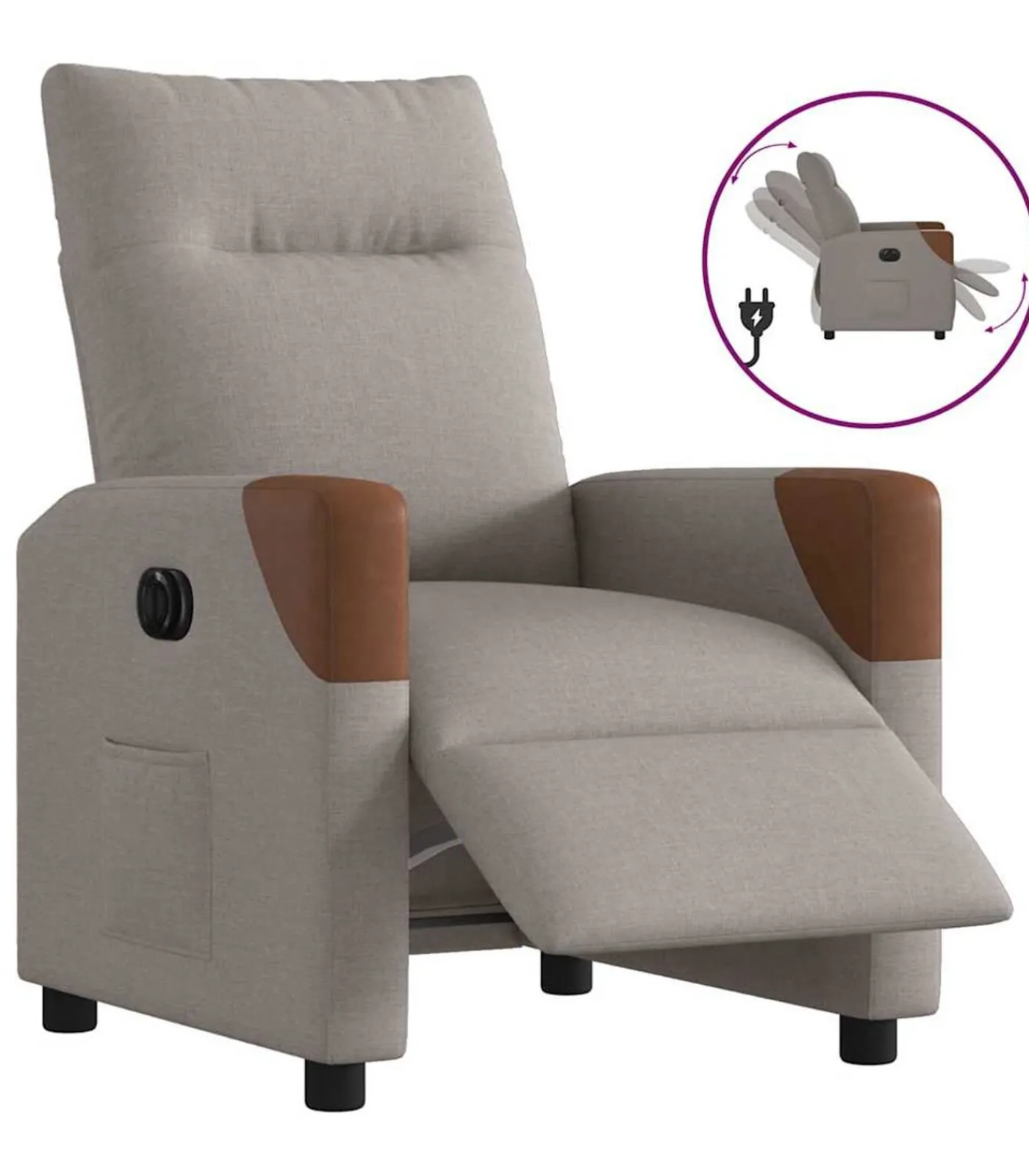 Clearance Fauteuil verstelbaar elektrisch stof taupe Zetels