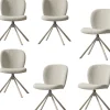 New Femke Eetkamerstoel - Bouclé - Naturel - Set van 6 Stoelen