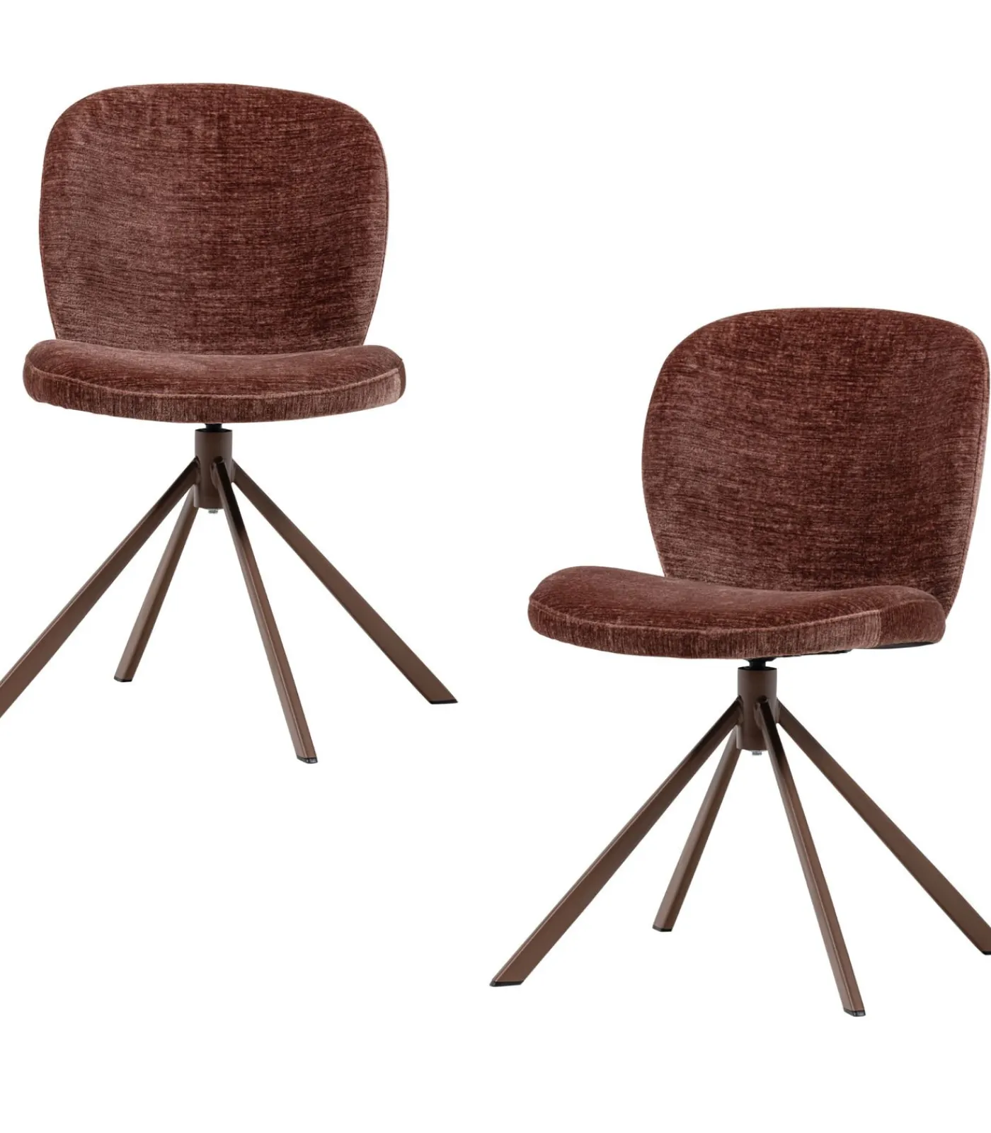WOOOD Femke Eetkamerstoelen - Chenille - Bruin- Set van 2