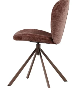WOOOD Femke Eetkamerstoelen - Chenille - Bruin- Set van 2