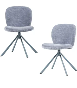 New Femke Eetkamerstoelen - Chenille - Blauw - Set van 2 Stoelen