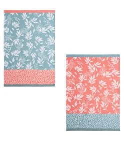 Coucke Feuillage - Set van 2 theedoeken van katoenen jacquard met print