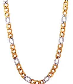 Figaro Ketting - 6mm - Zilver / Goud Kleurig - Staal - 60cm Heren Kettingen