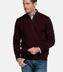New Fijngebreid katoen-cashmere trui - Dark Mauve Heren Truien & Cardigans