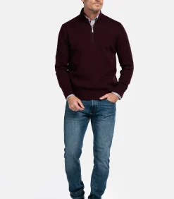 New Fijngebreid katoen-cashmere trui - Dark Mauve Heren Truien & Cardigans