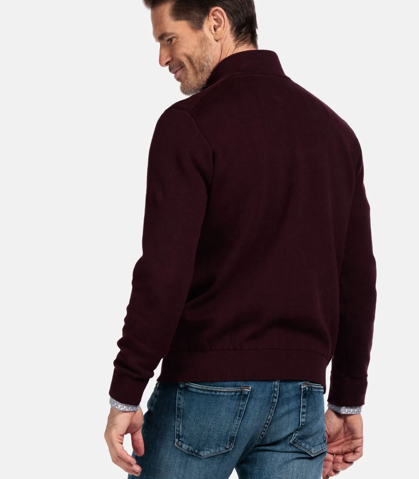 New Fijngebreid katoen-cashmere trui - Dark Mauve Heren Truien & Cardigans