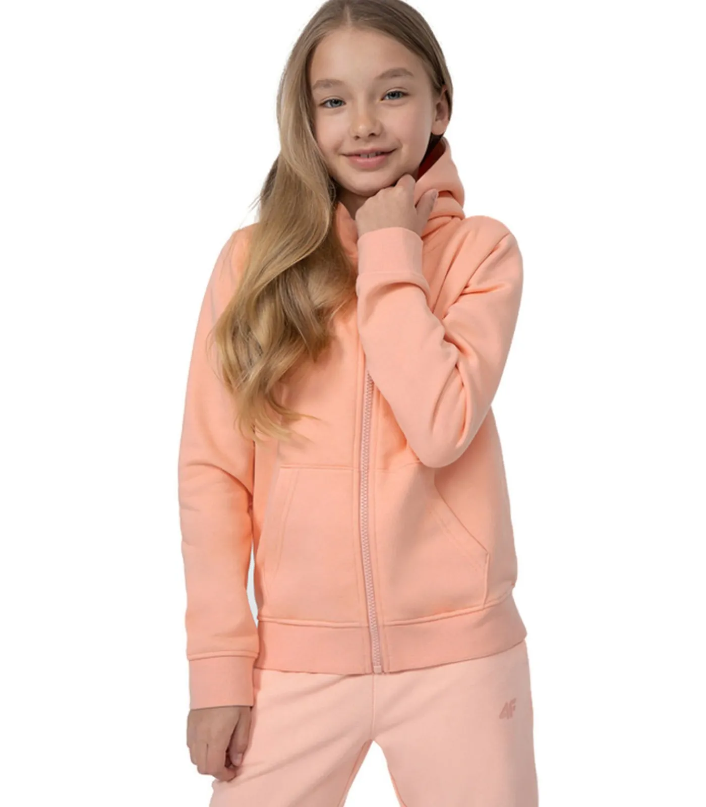 Kinderen 4F JSS23TSWSF216 - Trui met kap Met Volledige Ritssluiting - Roze