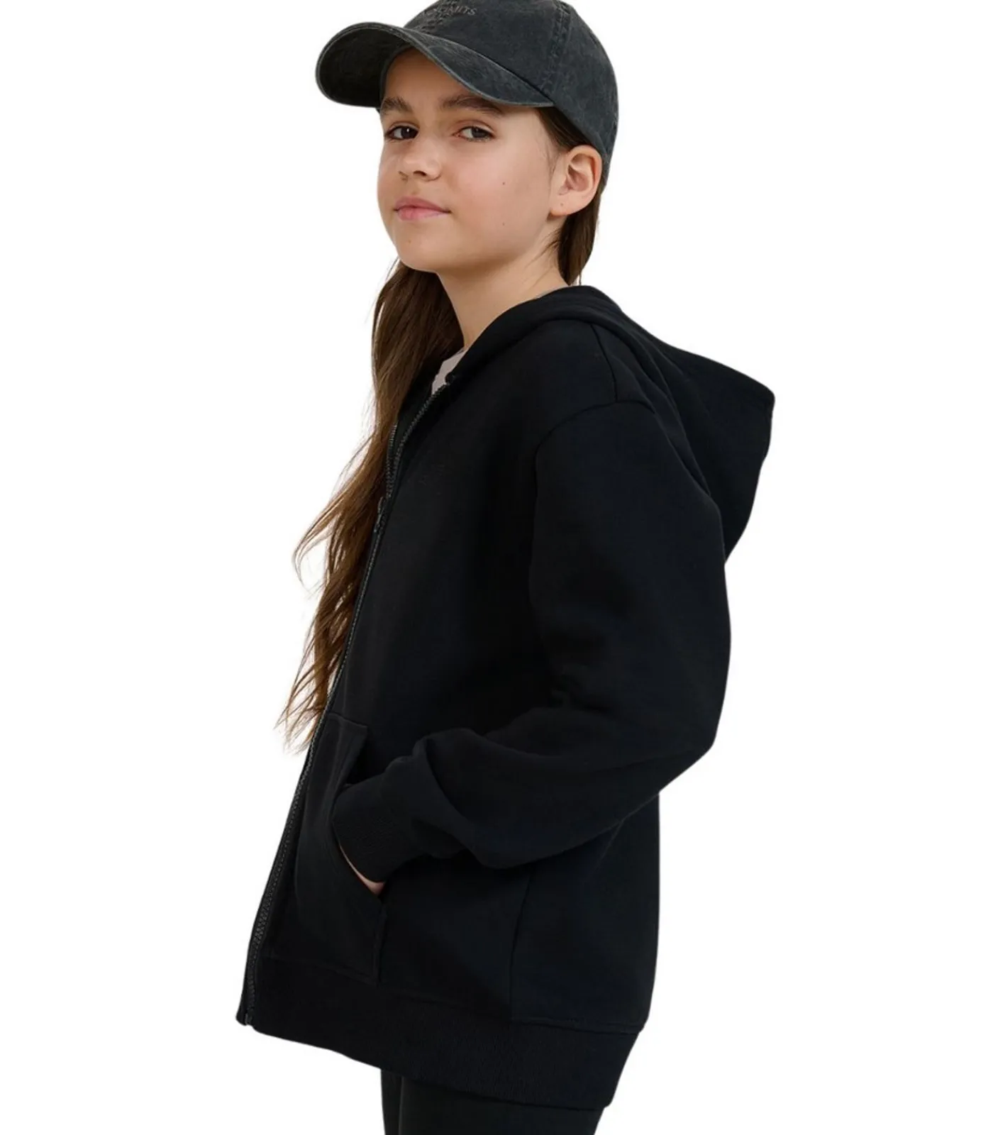 Sale JWMM00TSWSF1861 - Trui met kap Met Volledige Ritssluiting - Zwart Kinderen Truien & Vesten