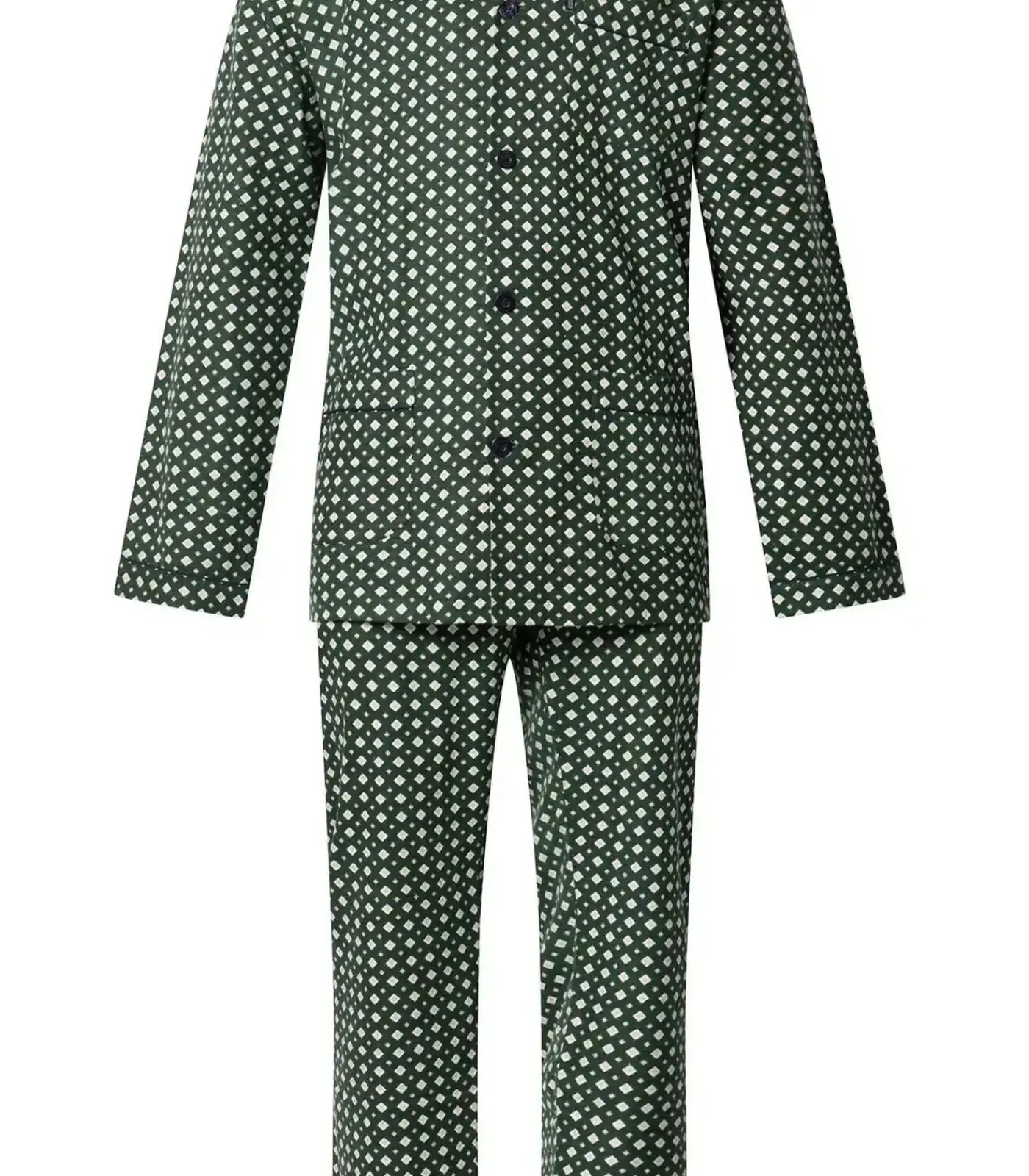 Heren Gentlemen Flanellen heren pyjama - 9442 - Groen - 100% katoen - Warme pyjama