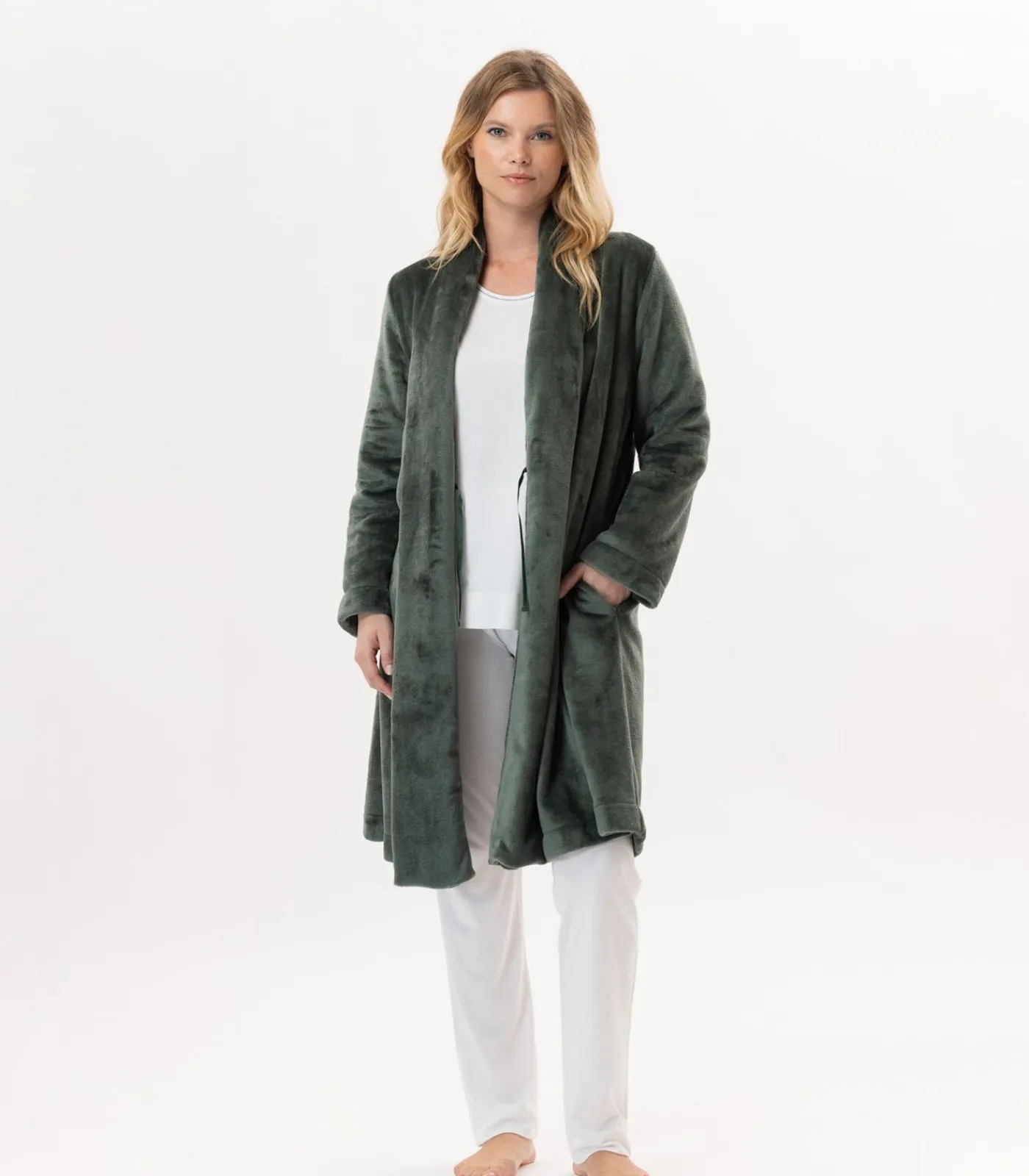 DAMES LE CHAT Flanellen pluche jas ESSENTIEL H55B