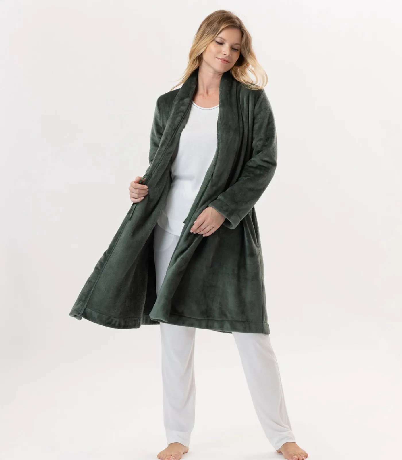 DAMES LE CHAT Flanellen pluche jas ESSENTIEL H55B