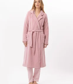 Outlet Fleece badjas met overslag ESSENTIEL H65A DAMES Loungewear