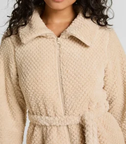 Outlet Fleece badjas met rits DAMES Nachtmode