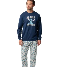 New Fluwelen pyjama broek top lange mouwen Aloha Stitch Heren Pyjama's
