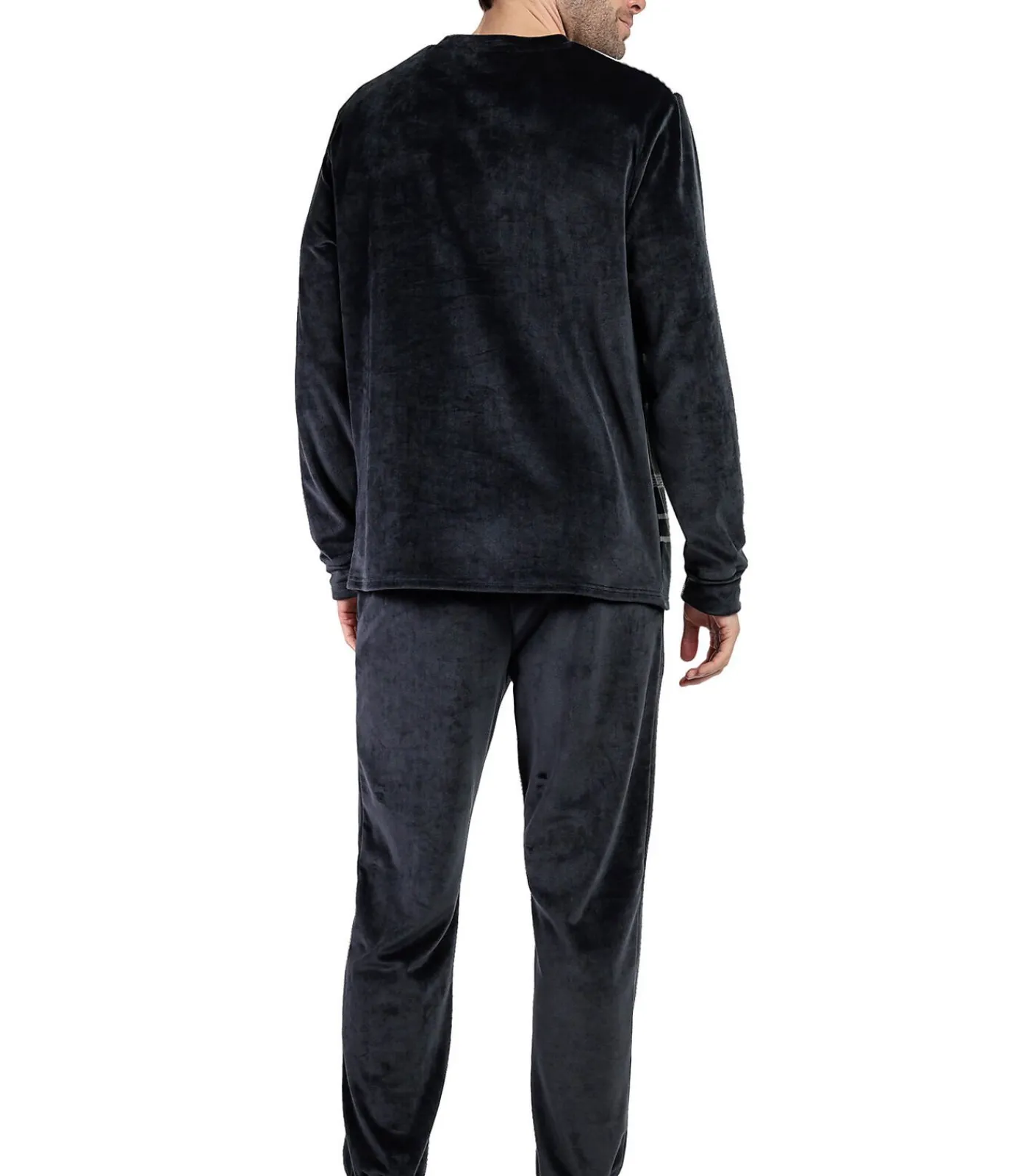 Sale Fluwelen pyjama broek top lange mouwen Stripe Hype Heren Pyjama's