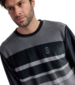 Sale Fluwelen pyjama broek top lange mouwen Stripe Hype Heren Pyjama's