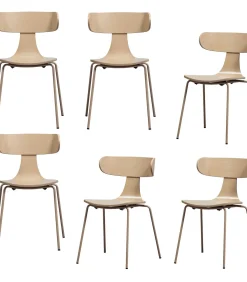 Best Form Eetkamerstoelen - Hout/Metaal - Zand - Set van 6 Stoelen