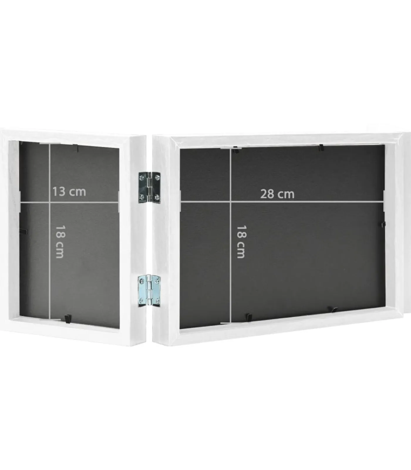 vidaXL Fotolijst drieluik 28x18 cm+2x(13x18 cm) wit