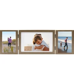 vidaXL Fotolijst drieluik 28x18 cm+2x(13x18 cm) lichtbruin