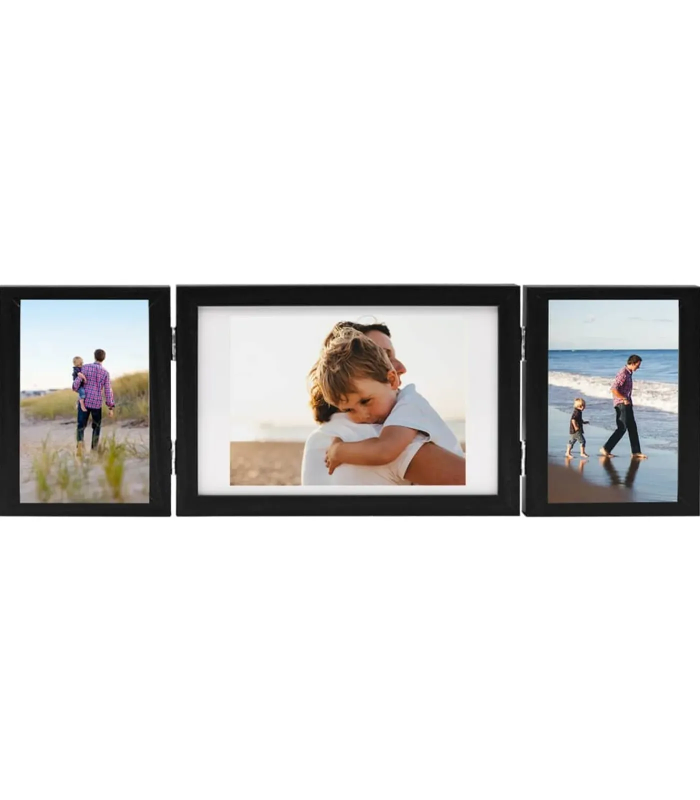 vidaXL Fotolijst drieluik 28x18 cm+2x(13x18 cm) zwart