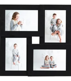 Online Fotolijst voor 4x(13x18 cm) foto MDF zwart Fotolijsten