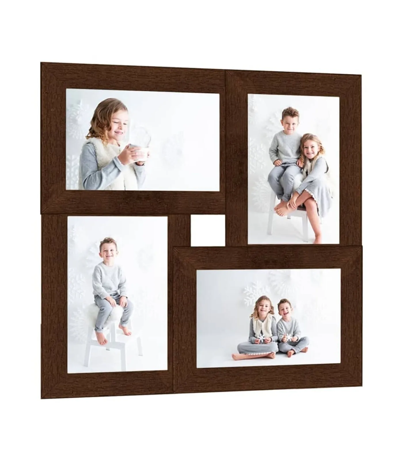 vidaXL Fotolijst voor 4x(10x15 cm) foto MDF donkerbruin