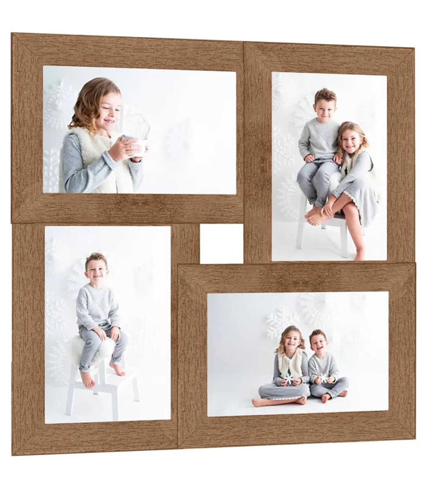 New Fotolijst voor 4x(10x15 cm) foto MDF lichtbruin Fotolijsten