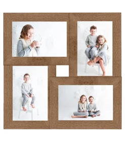 New Fotolijst voor 4x(10x15 cm) foto MDF lichtbruin Fotolijsten