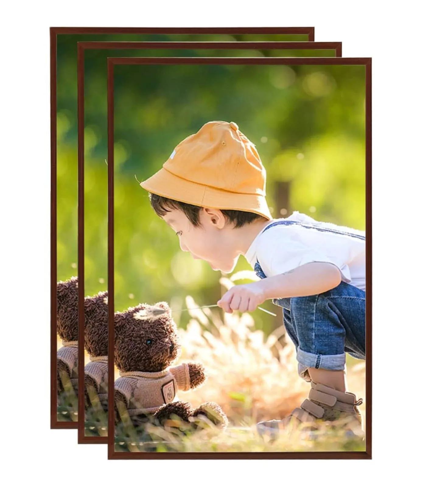 New Fotolijsten 3 st voor wand of tafel 59,4x84 cm MDF bronskleurig Fotolijsten