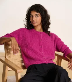 DAMES La Fée Maraboutée Fuchsia roze geribbelde gebreide gilet