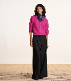 DAMES La Fée Maraboutée Fuchsia roze geribbelde gebreide gilet